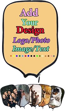Custom Pickle Ball Rackets Cover Personalized Design with Picture Text Logo Racquet Cover Holder Sleeve Case Protection, Fits Most Paddles, 8.5 x 11.5 in