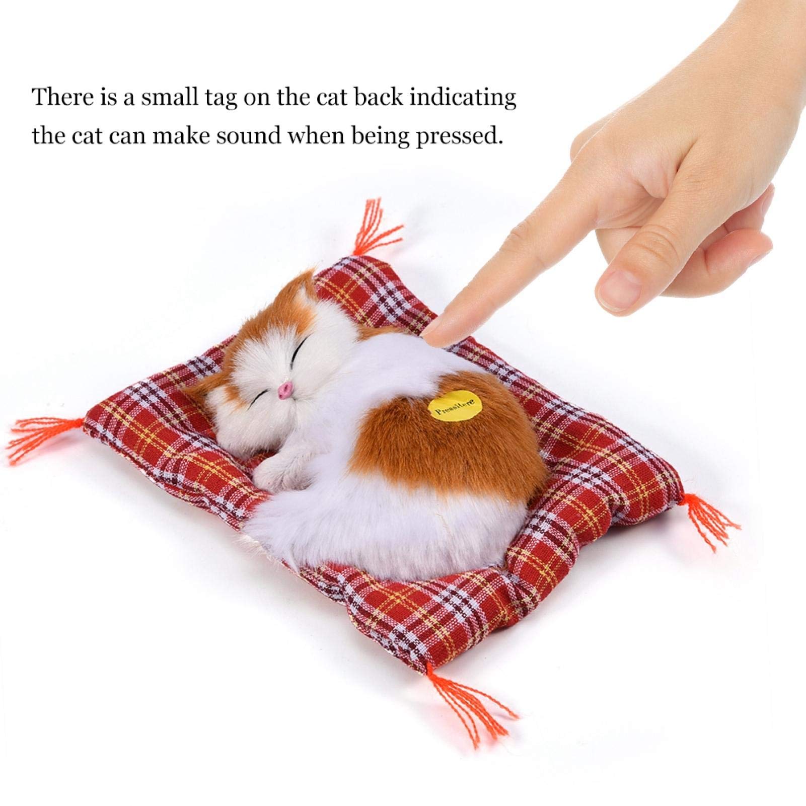 Simulazione Peluche Gatto Giocattolo, 4 Tipi Simulazione Peluche Gatto Peluche Giocattolo Sonoro Decorazione della Casa - per Bambini(Giallo + Bianco)