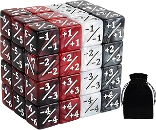 48 Pieces Magic Counter Dice Plus 1 MTG Counters Dice Set Marble Life Buff Tokens D6 Dice Compatible with Magic The Gathering, TCG, Card Gaming Accessories, Red