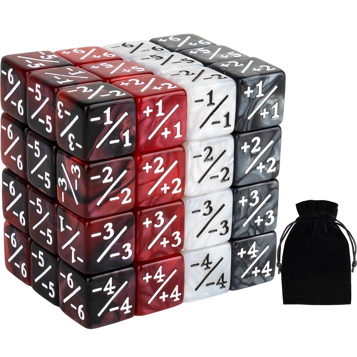 48 Pieces Magic Counter Dice Plus 1 MTG Counters Dice Set Marble Life Buff