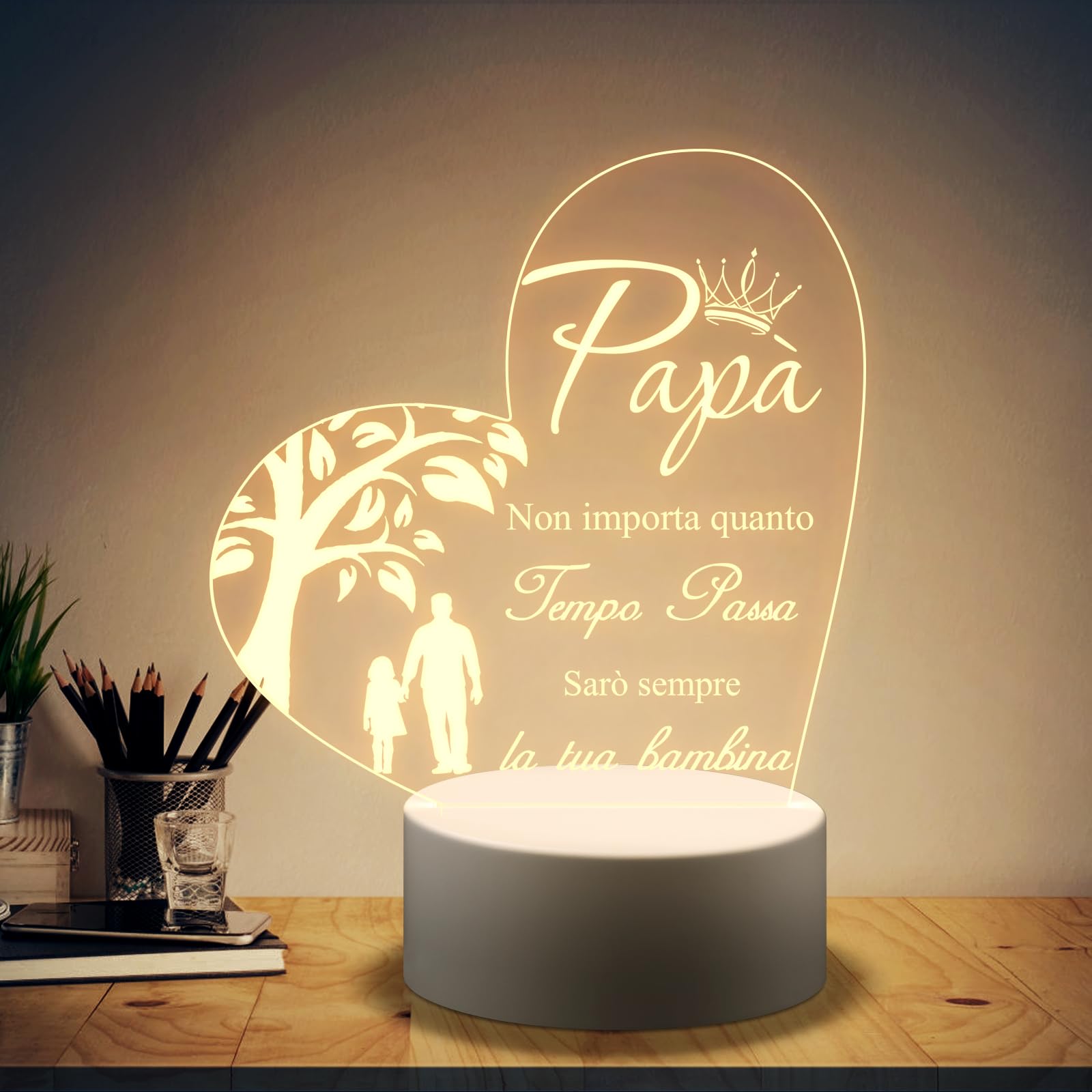 PRSTENLY Regalo Papà, Acrilica Lampada Regalo Papa Uomo Compleanno, Idee Regali Per Papà Compleanno Natale Festa Della Papà