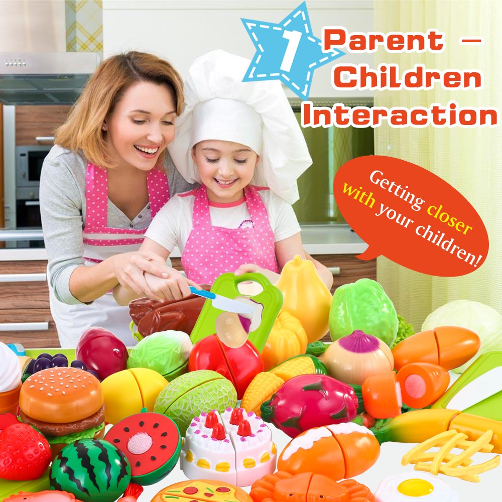 Jouet à Couper de Jouet imitant des Aliments Plastique Fruit Légume Jeu Éducatif Tôt Développement Intellectuel pour Bébé Enfant (32PCS)