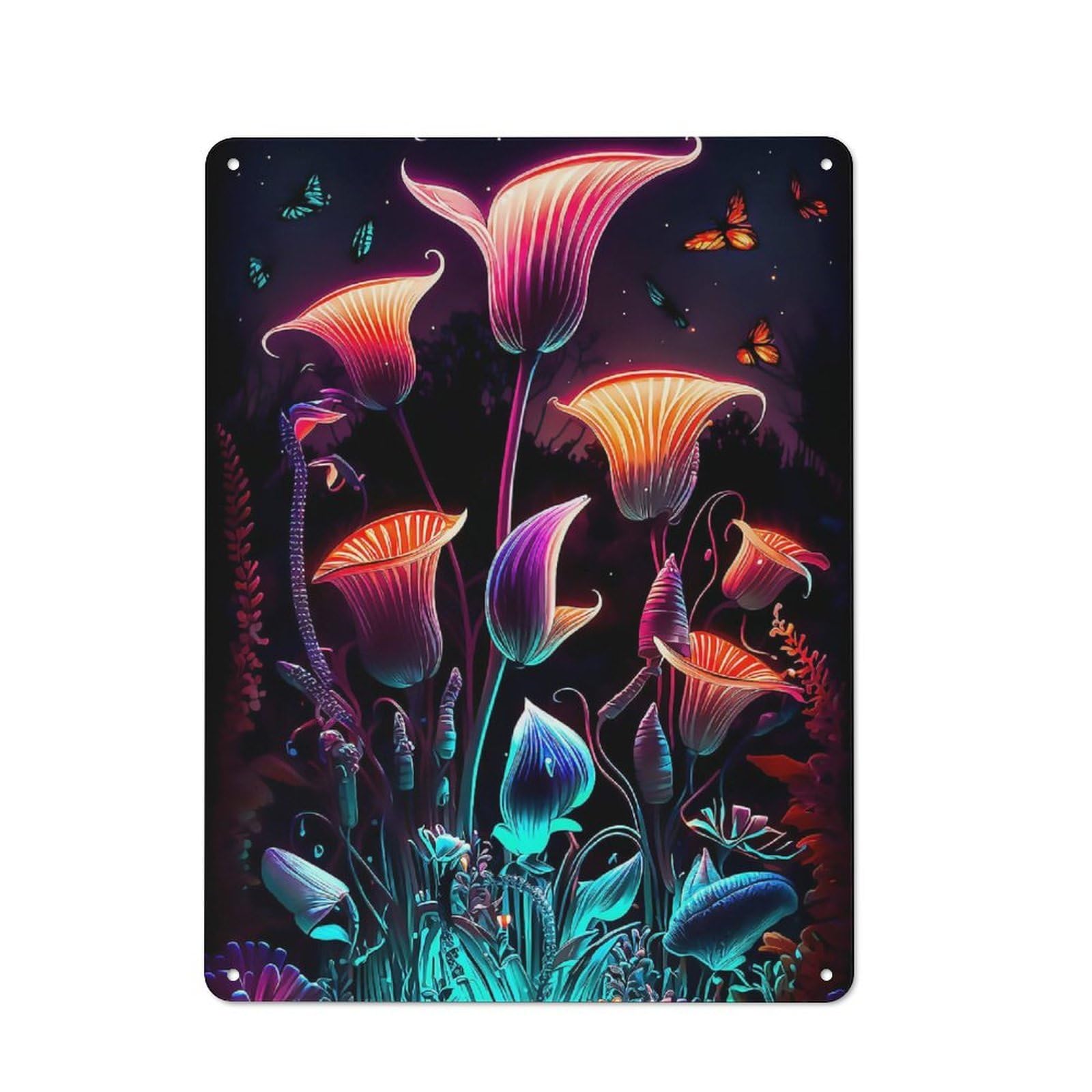 Junmoney Style-7 Metal Wall Sign 40X30cm Featuring Flower For Hallway Wall, For Hallway Decor Lovers, For Retro Home Interiors