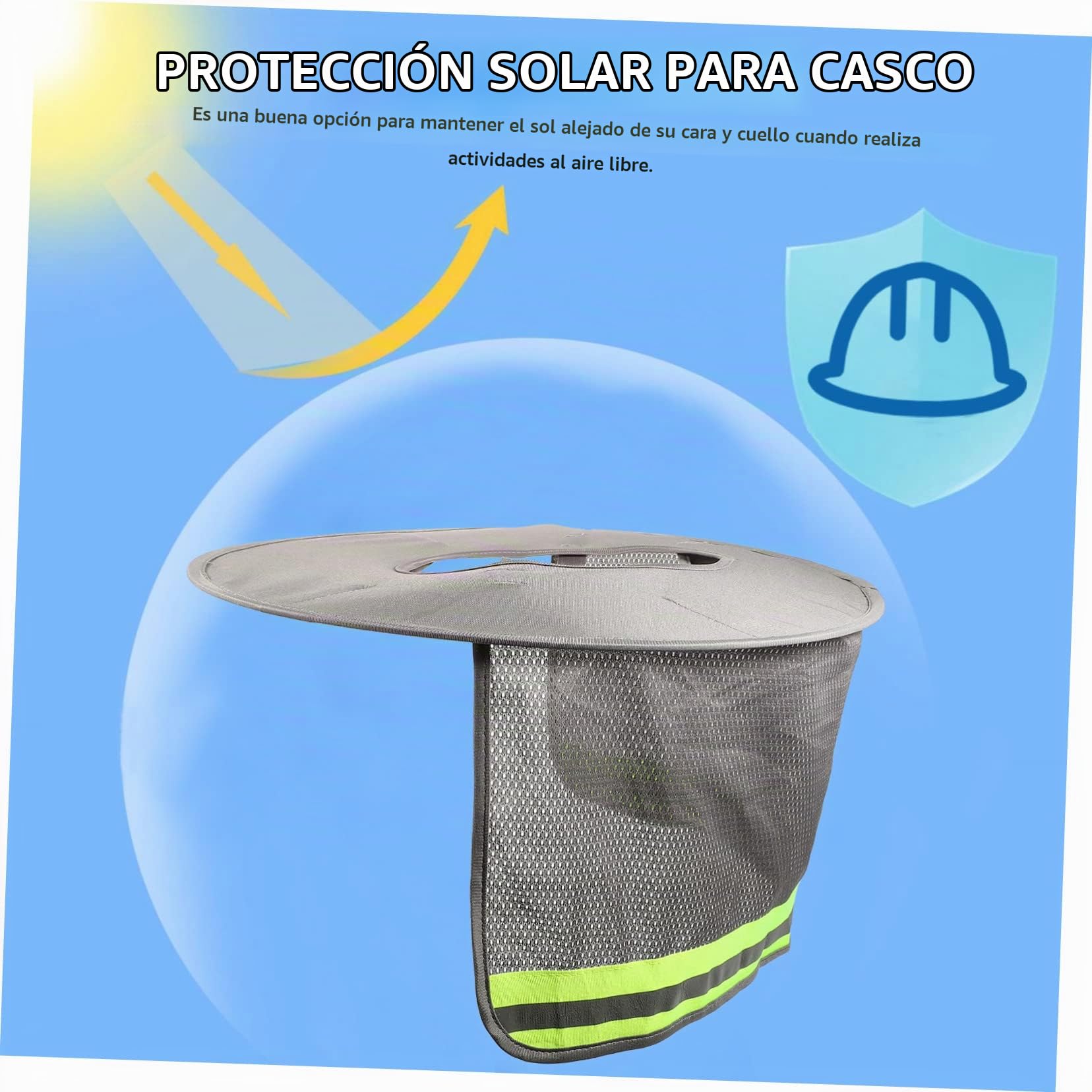 ULTECHNOVO Cubierta para Casco con Visera de ala Completa y Protección Solar Reflectante para Cuello – UV-Blocking for Outdoor Construction Work, Maintenance & Rail Jobs – for Workers in Hot Climates