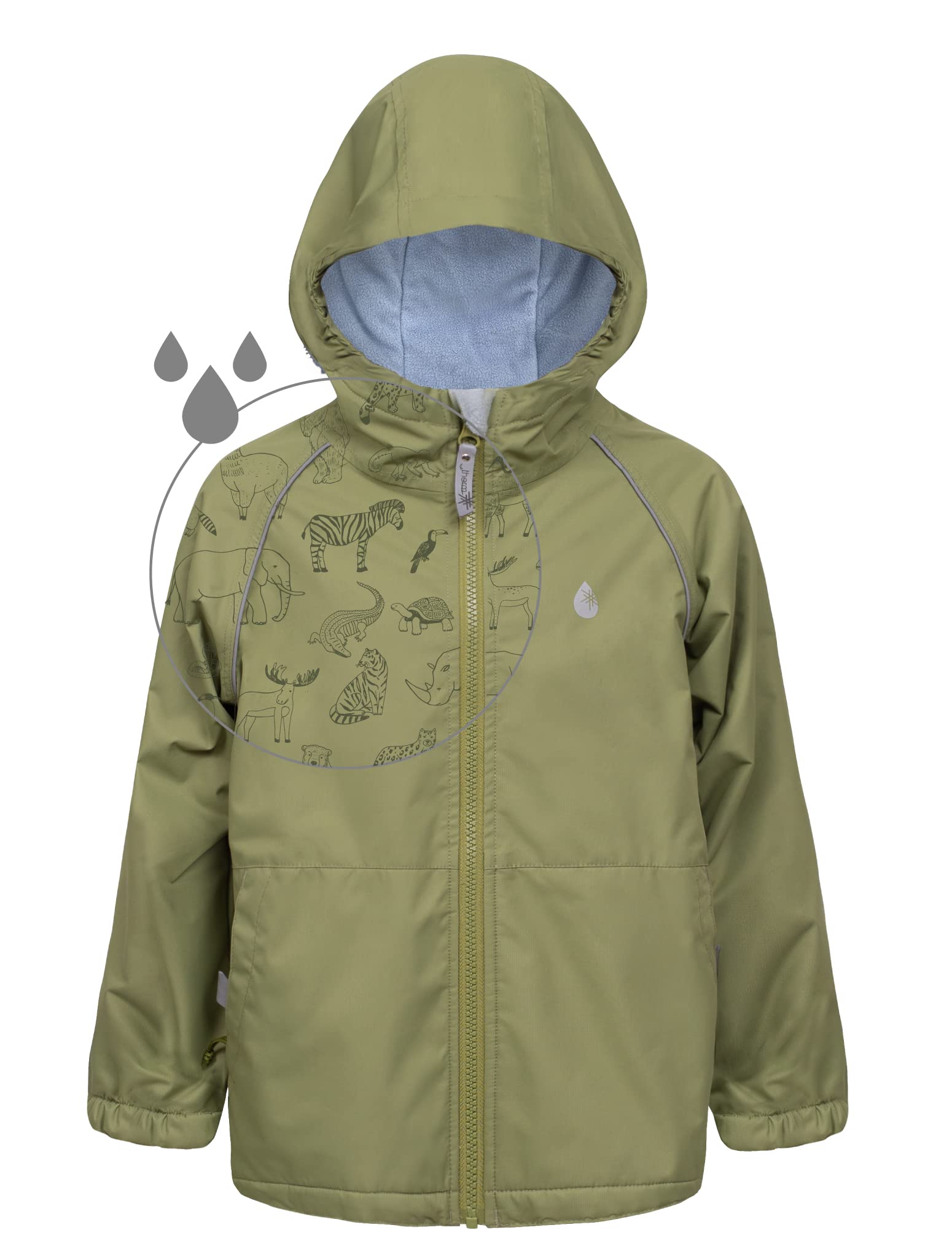 Therm Girls Rain Jacket Lined Kids Raincoat w Magic Pattern Lightweight  Coat