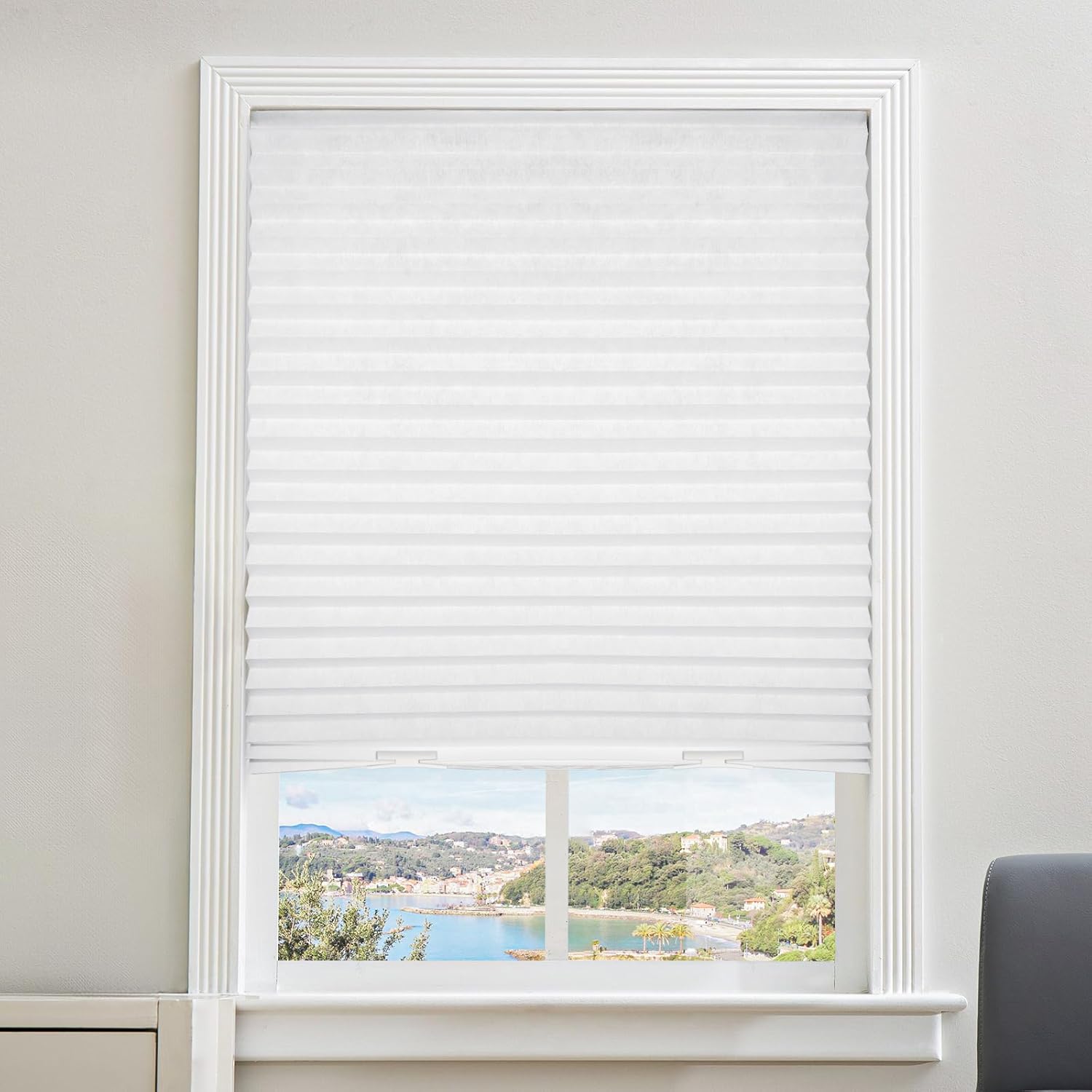 6 Packs Cordless Light Fully Blocking Pleated Shade Blinds Light Filtering 36 in x 72 in Easy to Cut and Install, White