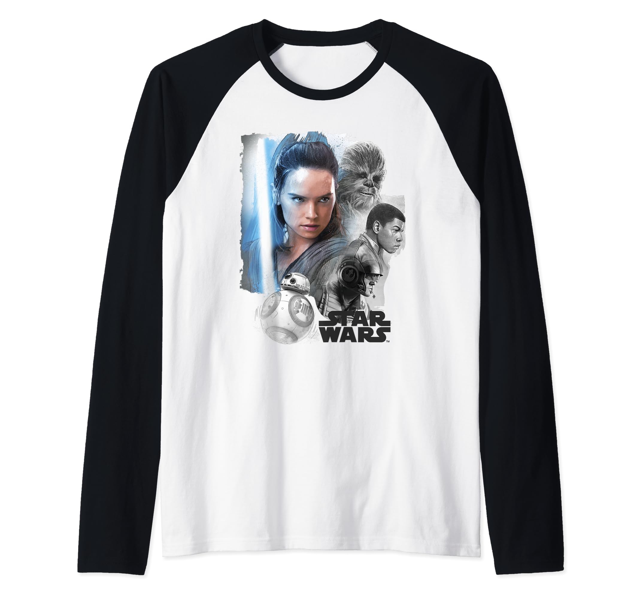 Raglan Star Wars Rey vêtement de baseball graphique noir et blanc - 2