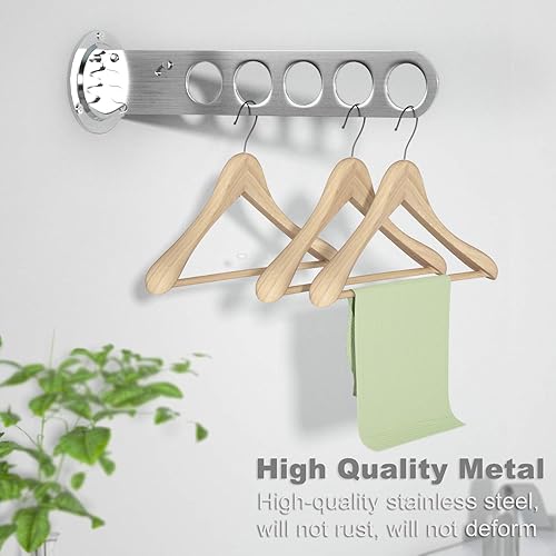 Miniatura 4 de Perchero plegable para colgar ropa montado en la pared, colgador de ropa de pared retráctil, brazo oscilante para interiores y exteriores, colgador