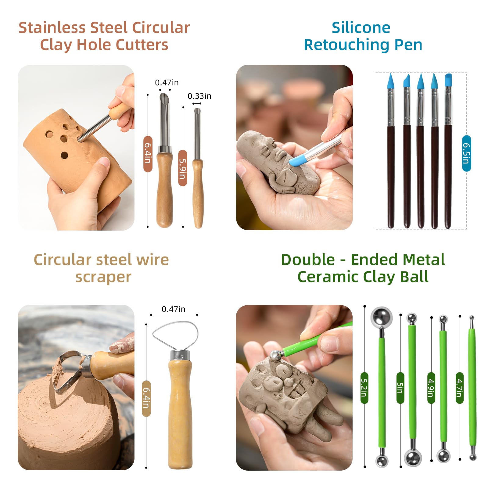 Pottery Tools Kit - 38 Pcs for Clay & Air Dry Clay -2