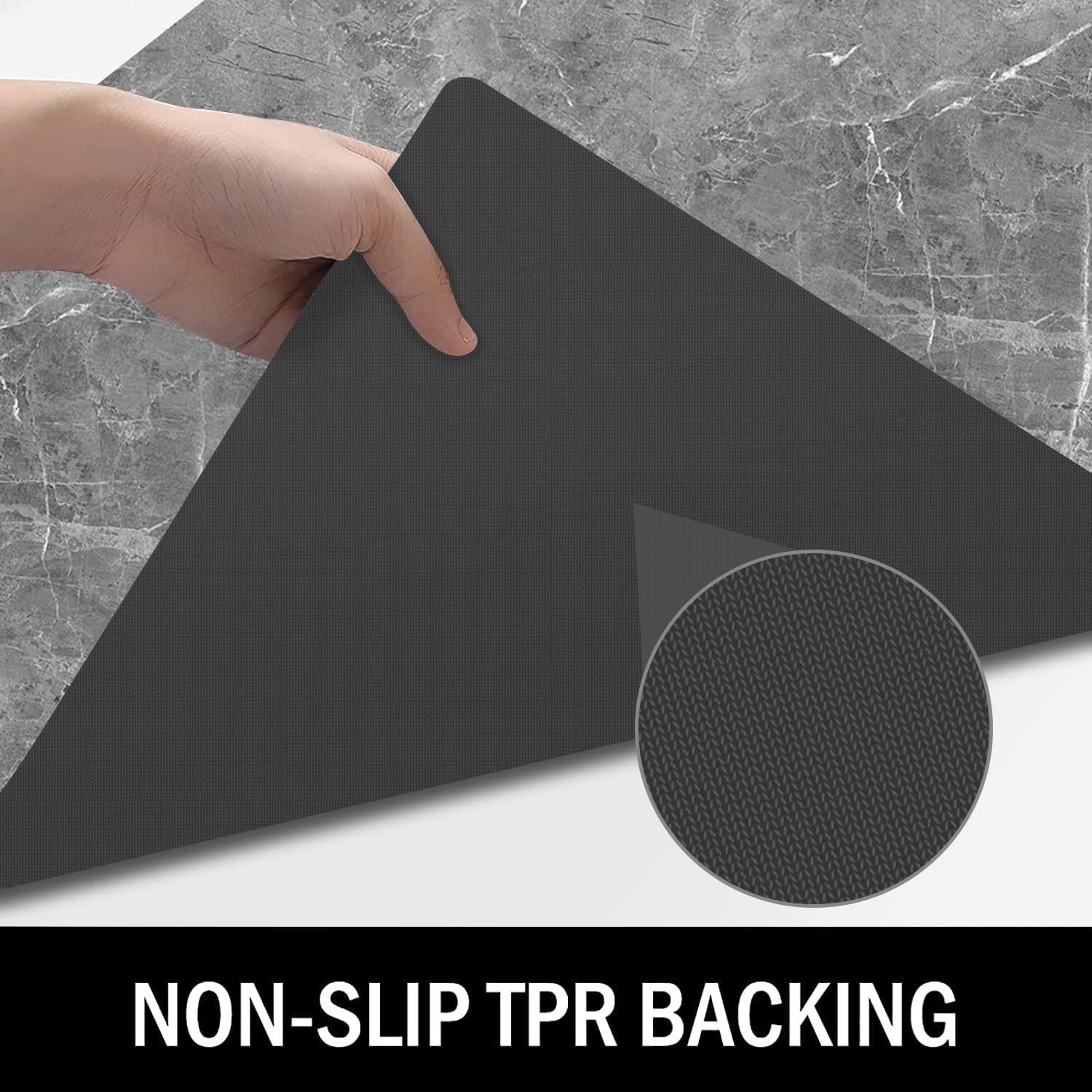 Super Absorbent Bath Mat, Ultra Thin Washable Bathroom Rugs, Black Marble Toilet Mat Set Anti Slip Bath Mat Set for Bathroom, Easy Clean Bathroom Contour Rugs Combo Toilet Carpet 2 Piece for Bathroom