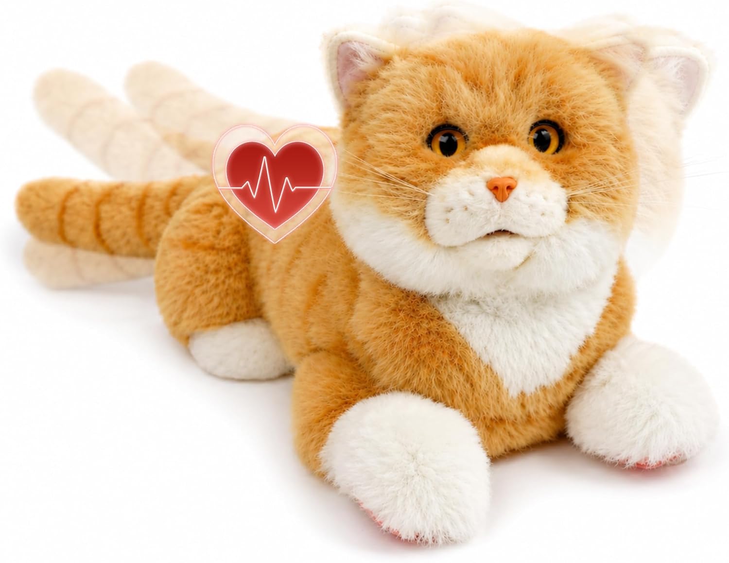 Chongker Interactive Realistic Cat Plush Toy with Sound & Heartbeat, Lifelike Robotic Kitty with Purring, Meowing, Blinking & Moving Head Tail, Custom Name Feature, Companion Gift for Seniors