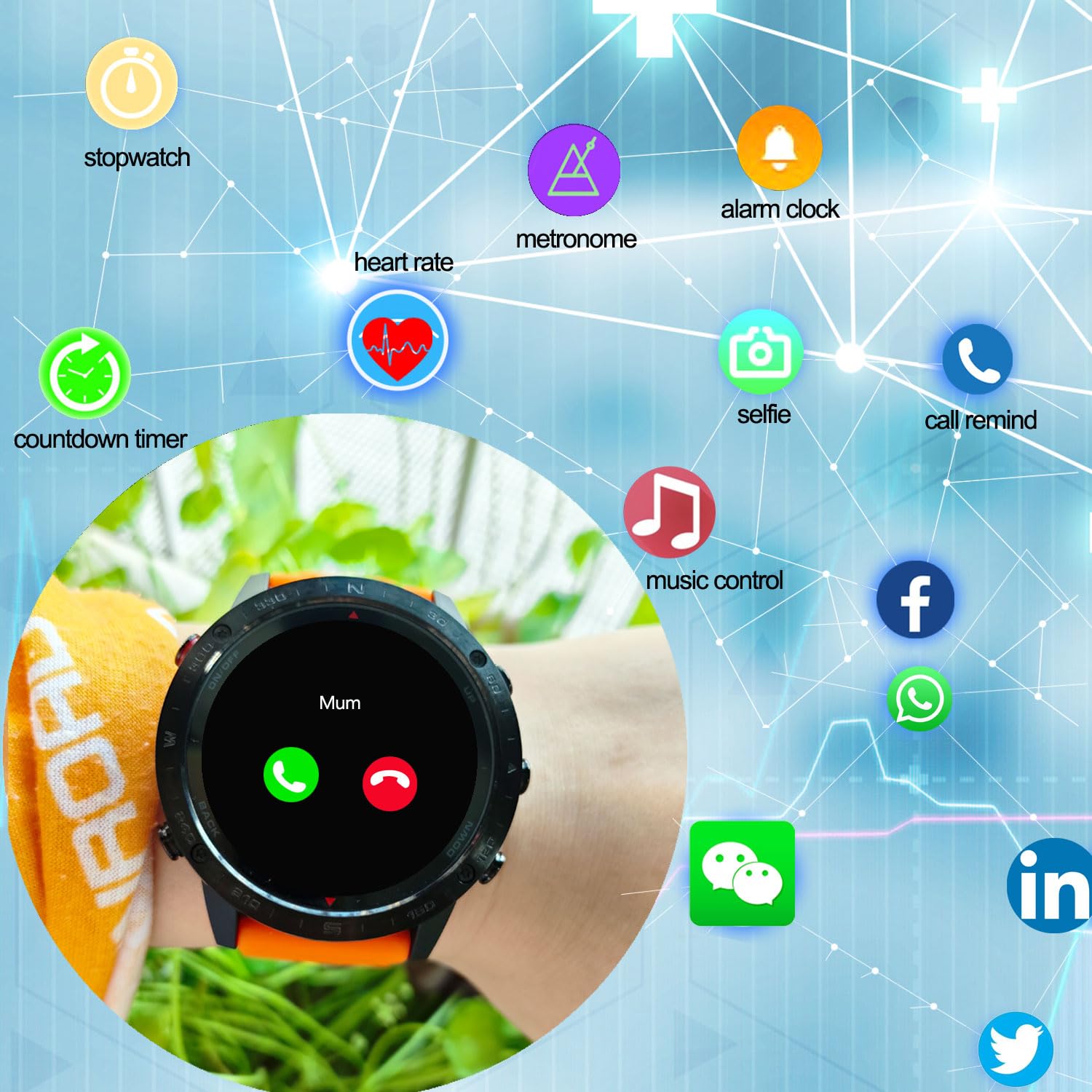 SUNROAD Reloj deportivo GPS con navegación, rastreador de fitness, correr, natación, ciclismo, altímetro, barómetro, brújula, esnórquel, buceo, pesca, reloj de pulsera digital de moda