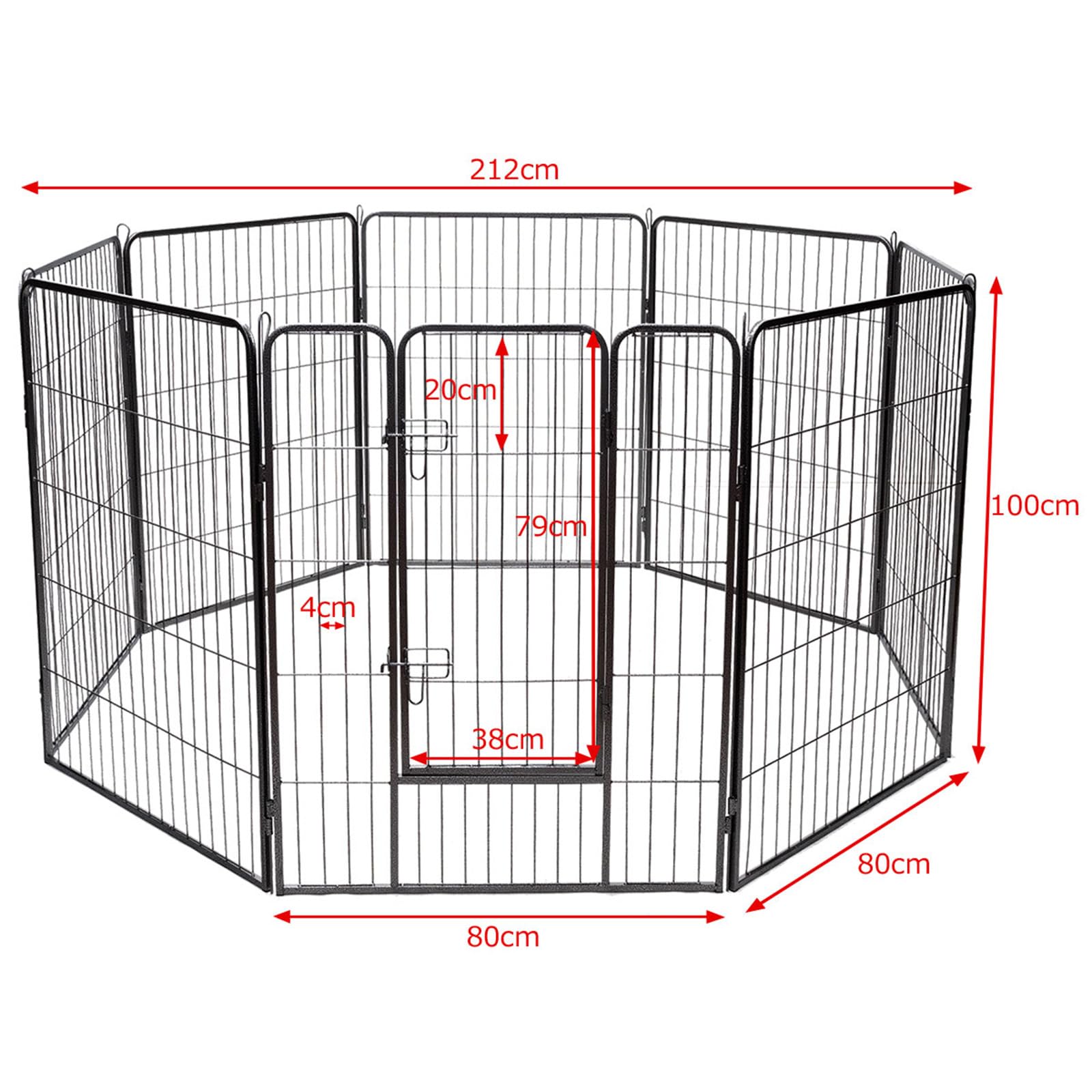 COSTWAY Recinto per Cani da Interno ed Esterno con 8 Pannelli di Metallo | Recinzione per Animali Domestici, Box per Cani, Gatti e Conigli