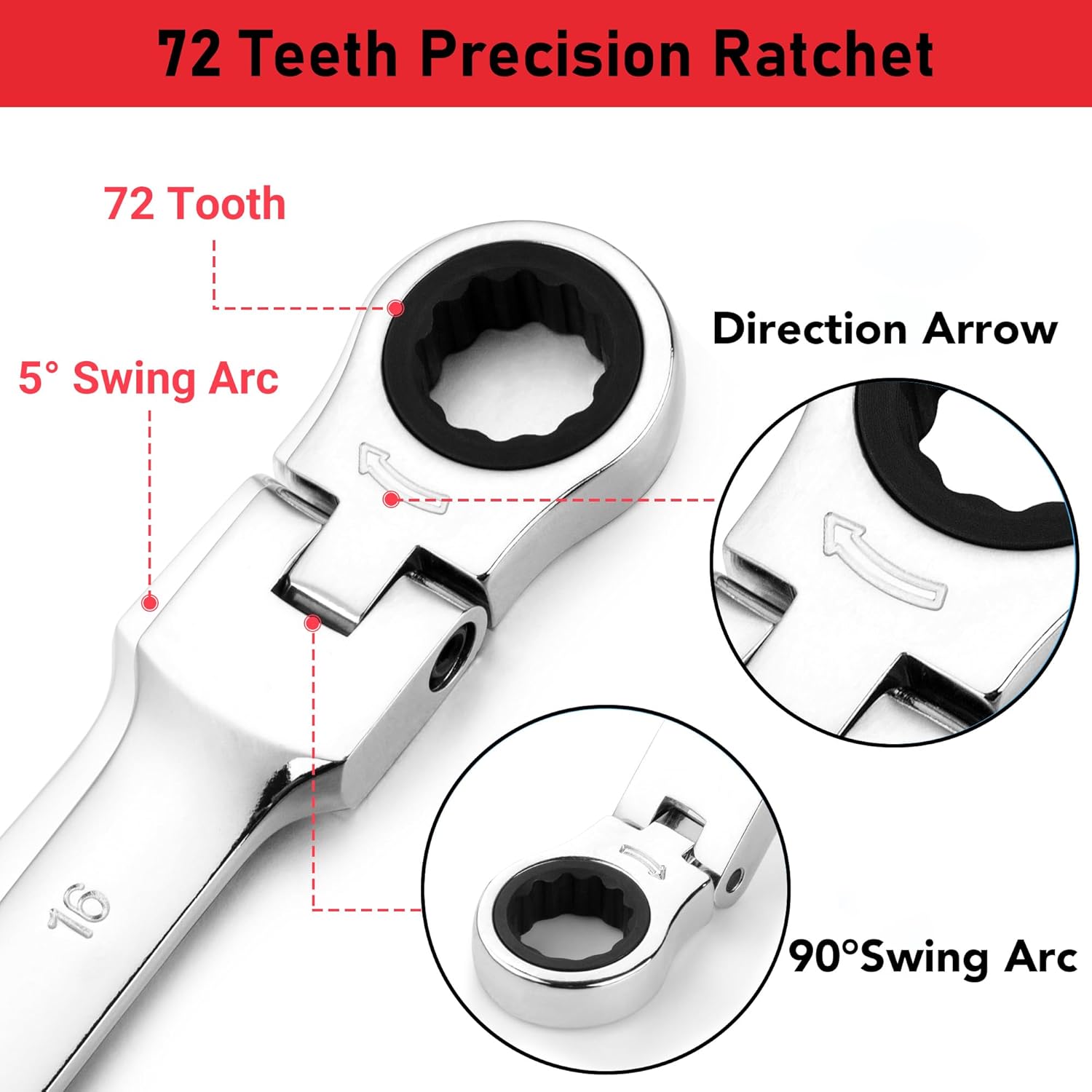 PioneerWorks Flex Head Ratcheting Wrench Set, SAE and Metric Combination Wrench Sets, Craftsman herramientas de mecanica, 14 Pieces, 72 Teeth Ratchet Sets