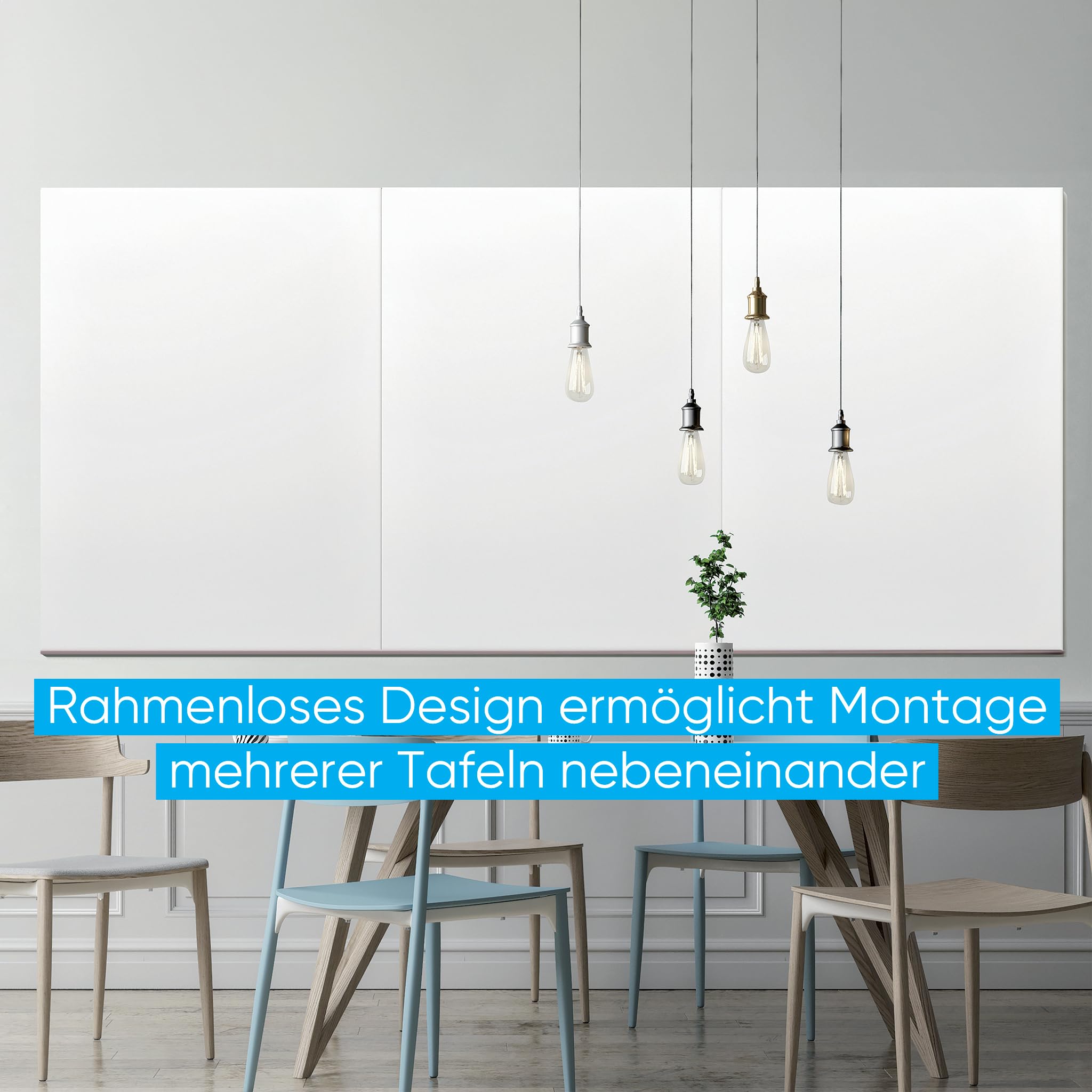 FRANKEN Whiteboard aus Glas, magnetisch und beschreibbar, Design-Schreibtafel ohne Rahmen, Magnettafel zur Wandmontage, inkl. Magnete, Weiß, 120 x 90 cm, GTL9012009