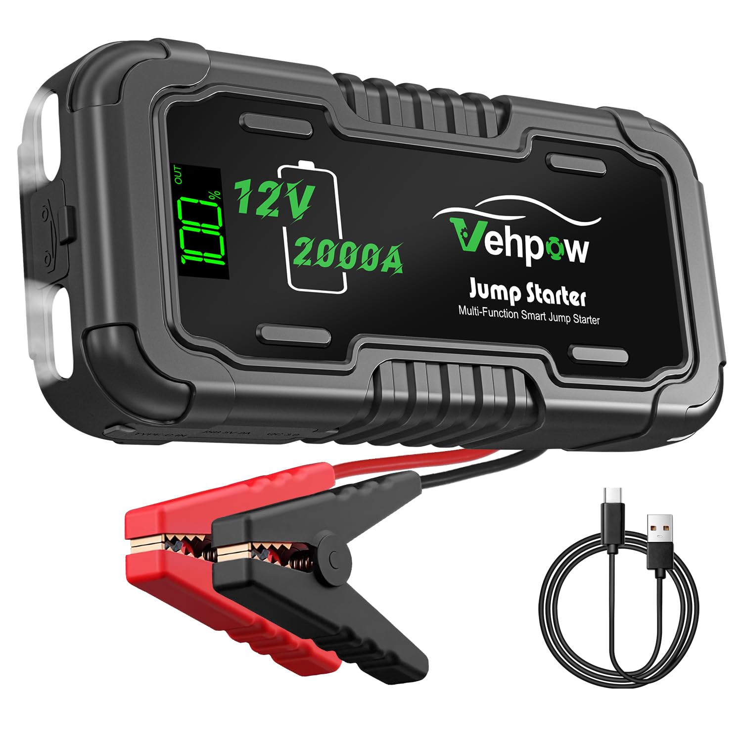 2000A Jump Starter Car Battery Jump Starter - 12V Lithium Booster Pack 20000mAh Portable Jump Box Power Bank