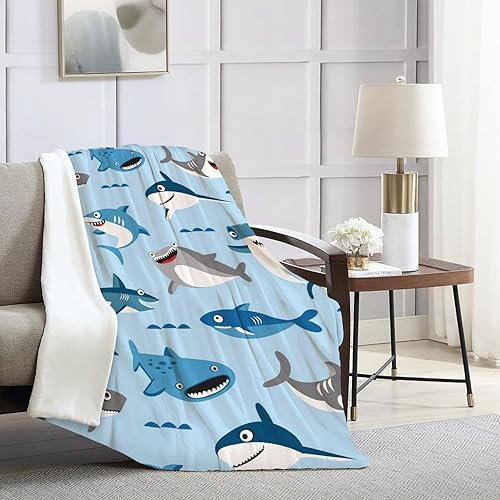 Miniatura 2 de COLLA Manta de tiburón para niños y niñas, manta de felpa suave para niños, regalo de tiburón para amantes de los tiburones, manta de franela de