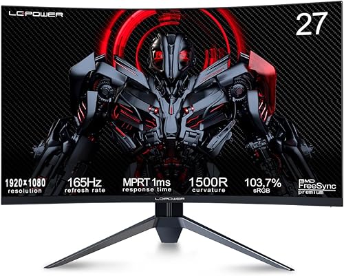 LC-POWER Curved Gaming 165Hz 1ms HDR — priekinis vaizdas
