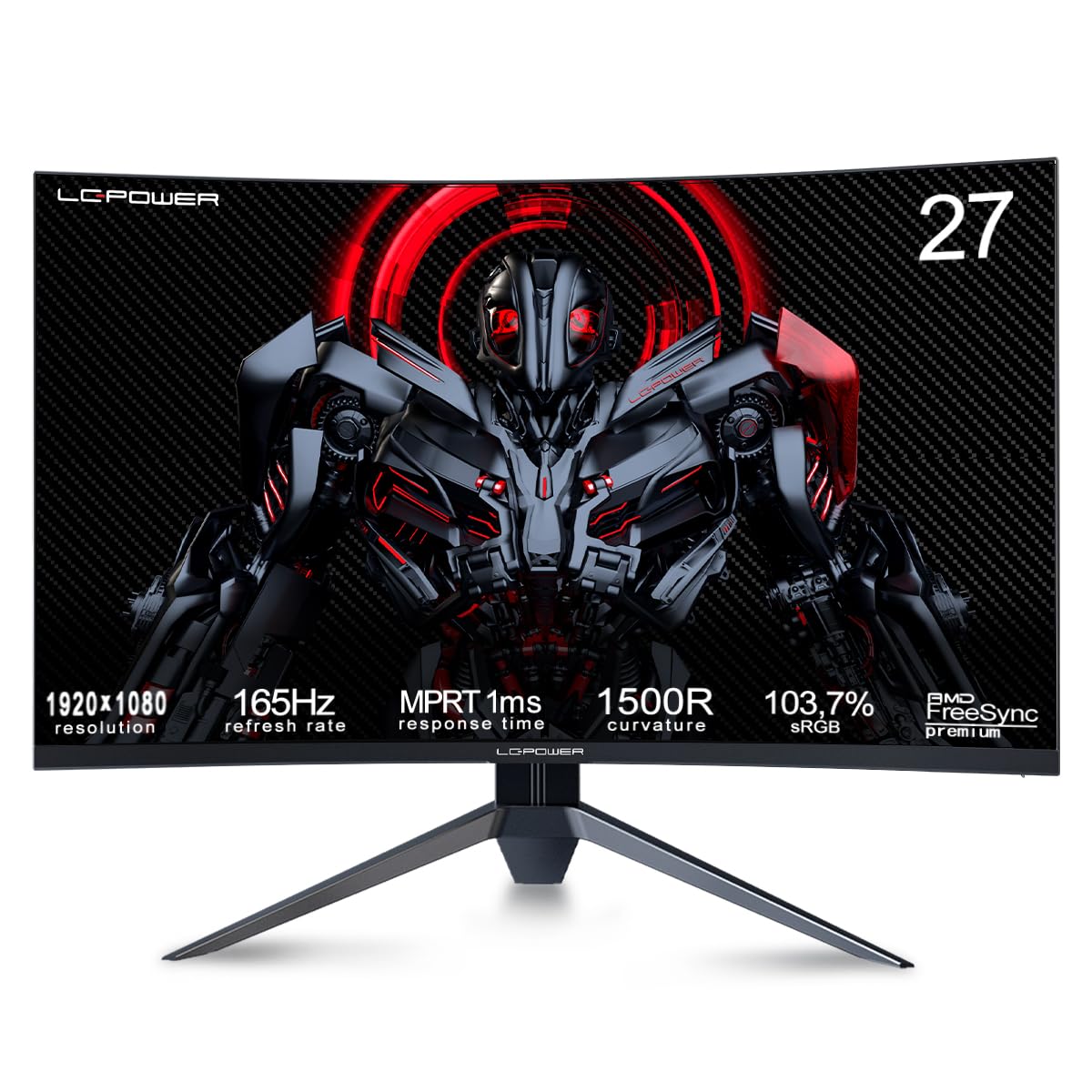 LC-POWER 27 Zoll Curved Gaming Monitor 165Hz 1ms HDR, Full HD 1080P ...