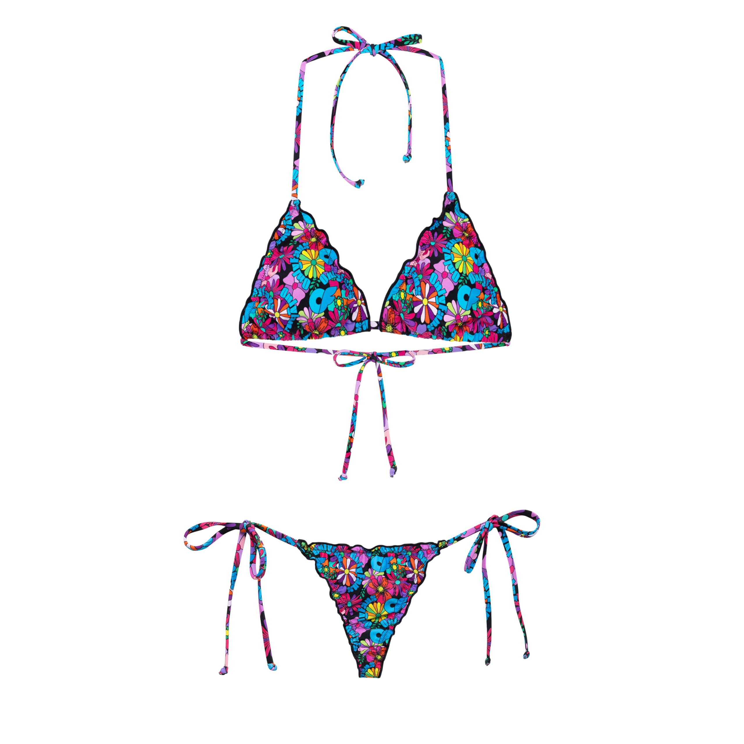 OnlyFans Womens Triangle Bikini Set Halter Swimsuit with Adjustable Tie Straps Two-Piece Bathing Suit