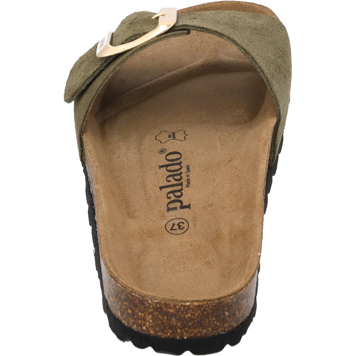 Palado Pantoletten Damen Malta EGS Velours Premium Leather - elegante Sandalen Made in Spain - Hausschuhe mit Kork-Fußbett - bequeme Sommerschuhe