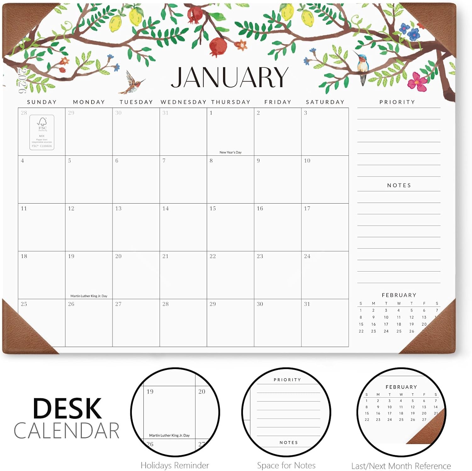 Jotsome Large Desk Calendar 2026-2027 with Desktop Pad, 18 Months Desk Pad Calendar from Now to June 2027 21''x16.5'', Desk Blotter Calendar for Home Office and School, Easy Planning