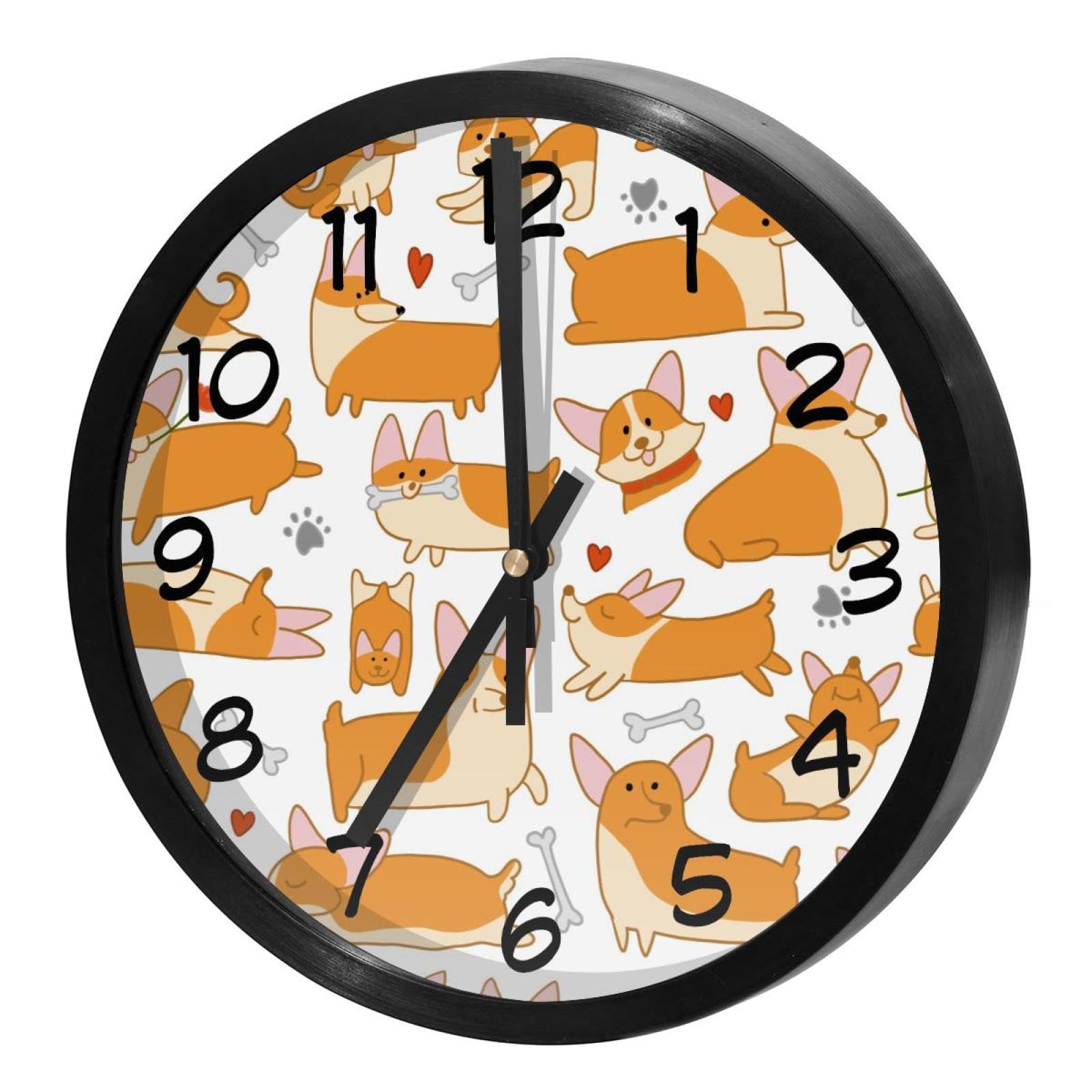 Horloge murale ronde Corgi pour éliminer les nuisances sonores au bureau