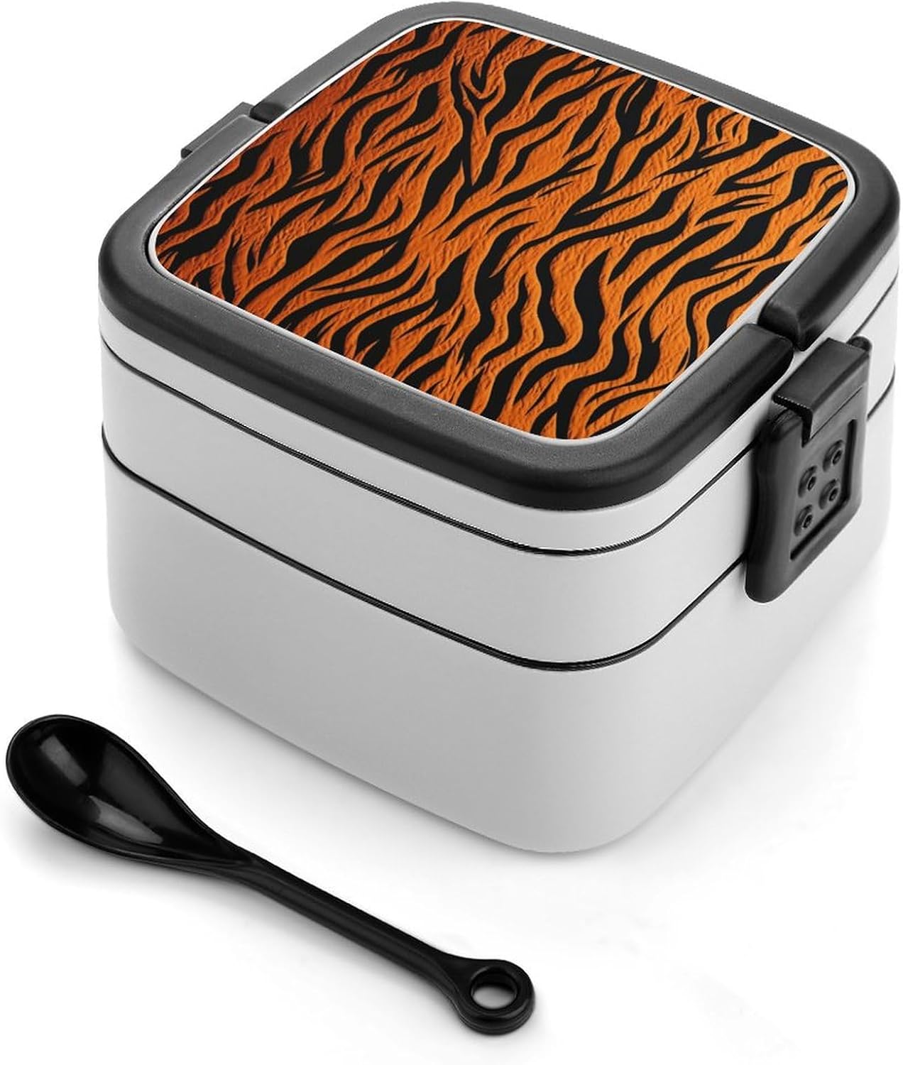 Adults Lunch Box Adult Bento Box Stackable Bento Box BPA-Free Tiger Stripes Orange Lunch Box Food Container Ideal for Meal Prep, Work, And On The Go