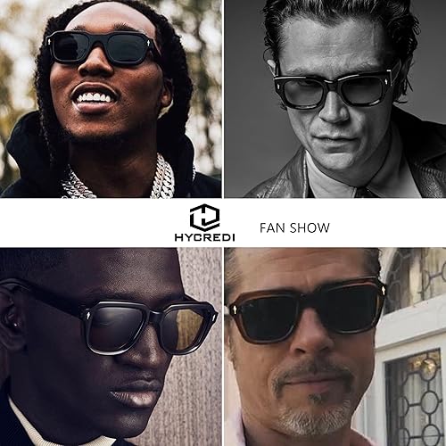 Miniatura 3 de Hycredi Gafas de sol cuadradas para hombres y mujeres, rectángulos, gruesos, color negro, UV400