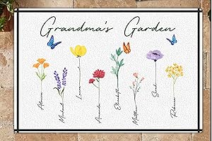 Personalized Grandma's Garden Lover White Dirt Doormat