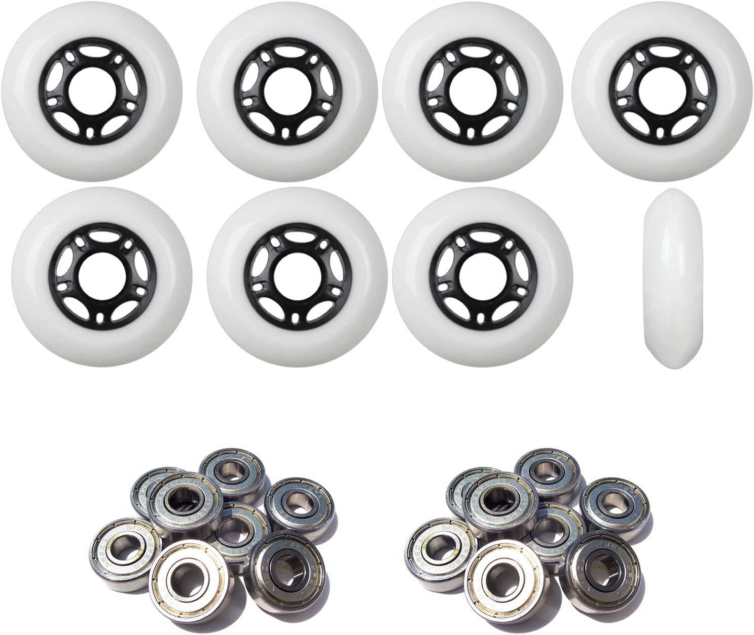 Player's Choice Outdoor Inline Skate Wheels 89a 8-Pack with ABEC 9 Bearings - Choose Size and Color - Outside Formula for Concrete and Asphalt Skating