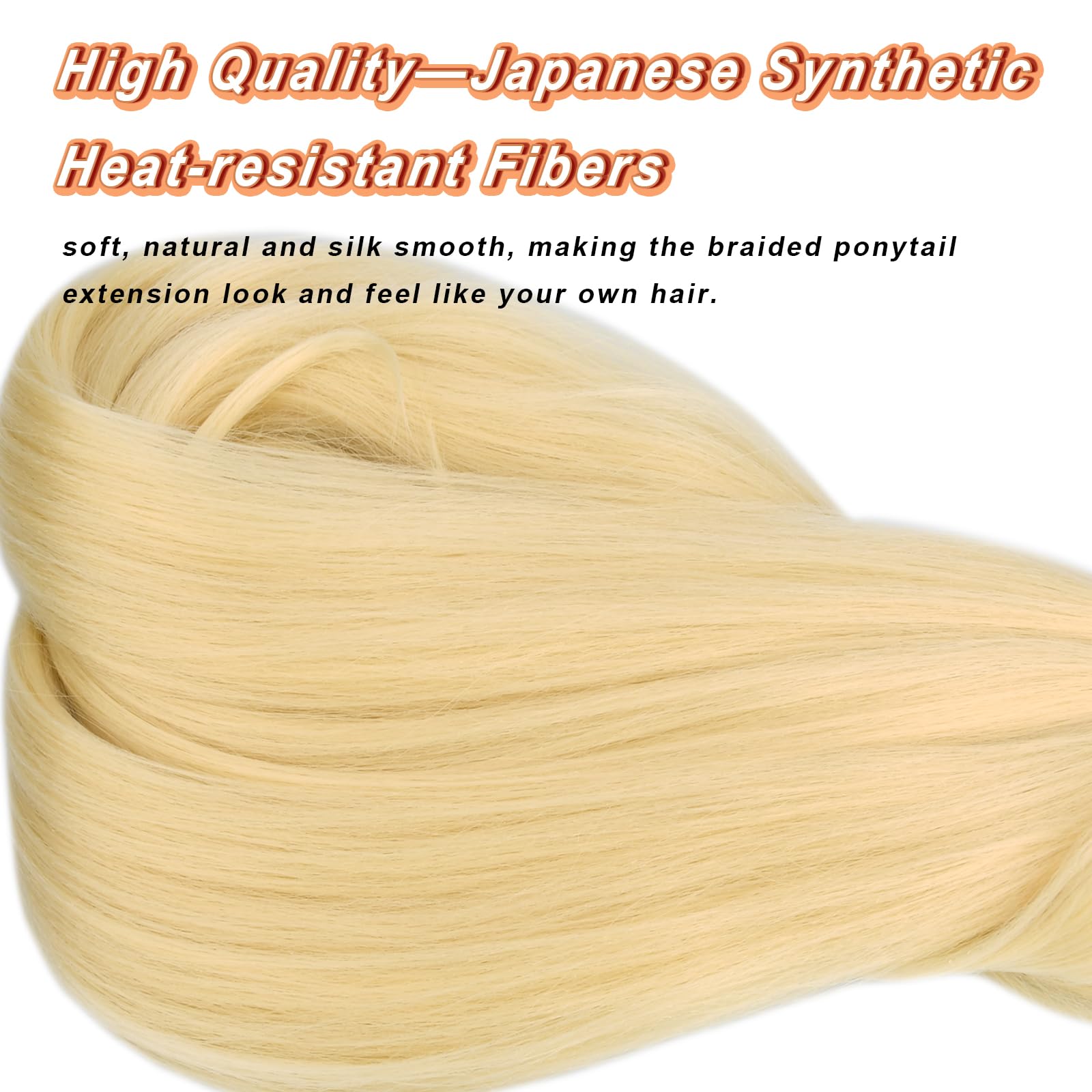Gledola Long Braided Ponytail Extension 30 Inch Pre stretched Braiding Hair Extensions DIY Braid Ponytail Synthetic Hair Piece (Light Blonde - Image 4
