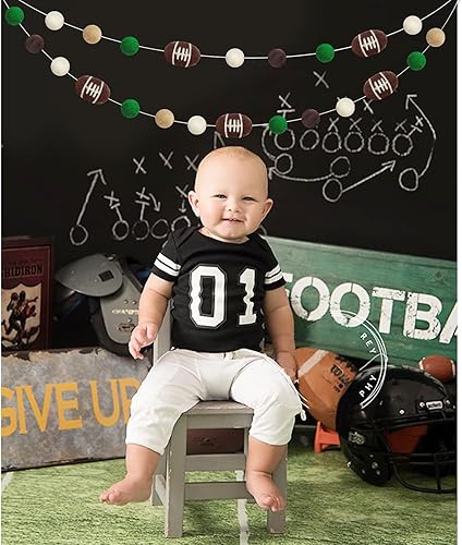 Miniatura 4 de Guirnalda de bolas de fieltro de fútbol, pancarta de pompones de rugby para pancartas temáticas deportivas, decoraciones de fiestas de juegos de