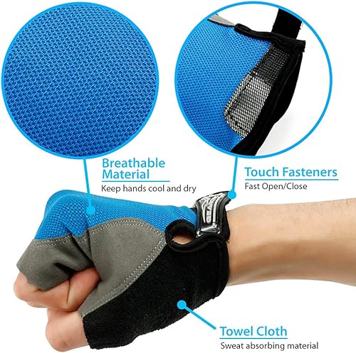 Miniatura 4 de GEARONIC Guantes de ciclismo para hombre, guantes de bicicleta de montaña sin dedos para hombres, guantes de bicicleta de montaña transpirables,