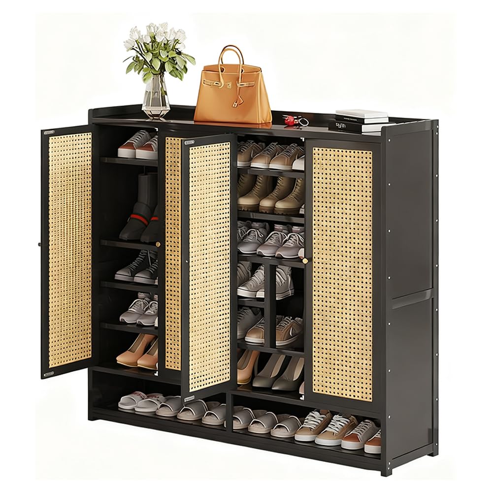 Meuble Rangement Chaussures Bambou Noir, Fini le Désordre avec cette Étagère Entrée Grand Format