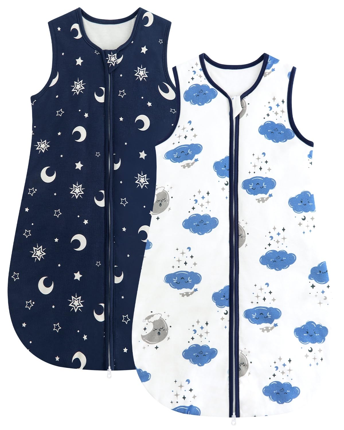 WYTbaby Baby Sleeping Bag, 1.5 Tog Cotton Sleep Sack, Baby Wearable Blanket for Newborn & Infant Navy Star 0-6 Months