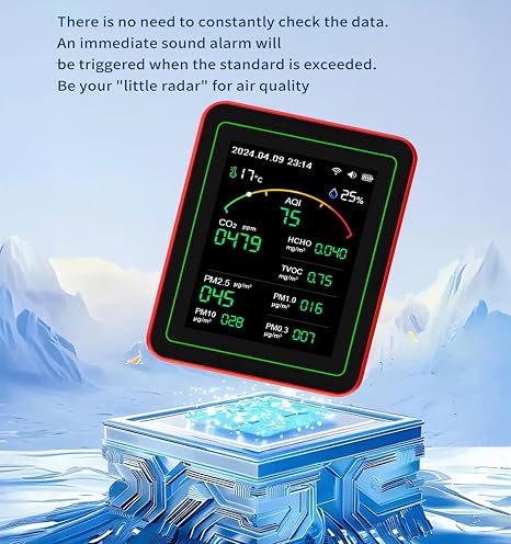 WiFi Air Quality Monitor: 15 in 1 Air Quality Tester Detects PM, CO2, TVOC, HCHO, PM, AQI, Temperature and Humidity, CO2 Monitor with App remote control, for Smart Home Automation