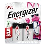 Energizer MAX 9V Batteries (2 Pack), 9 Volt Alkaline Batteries - Packaging May Vary