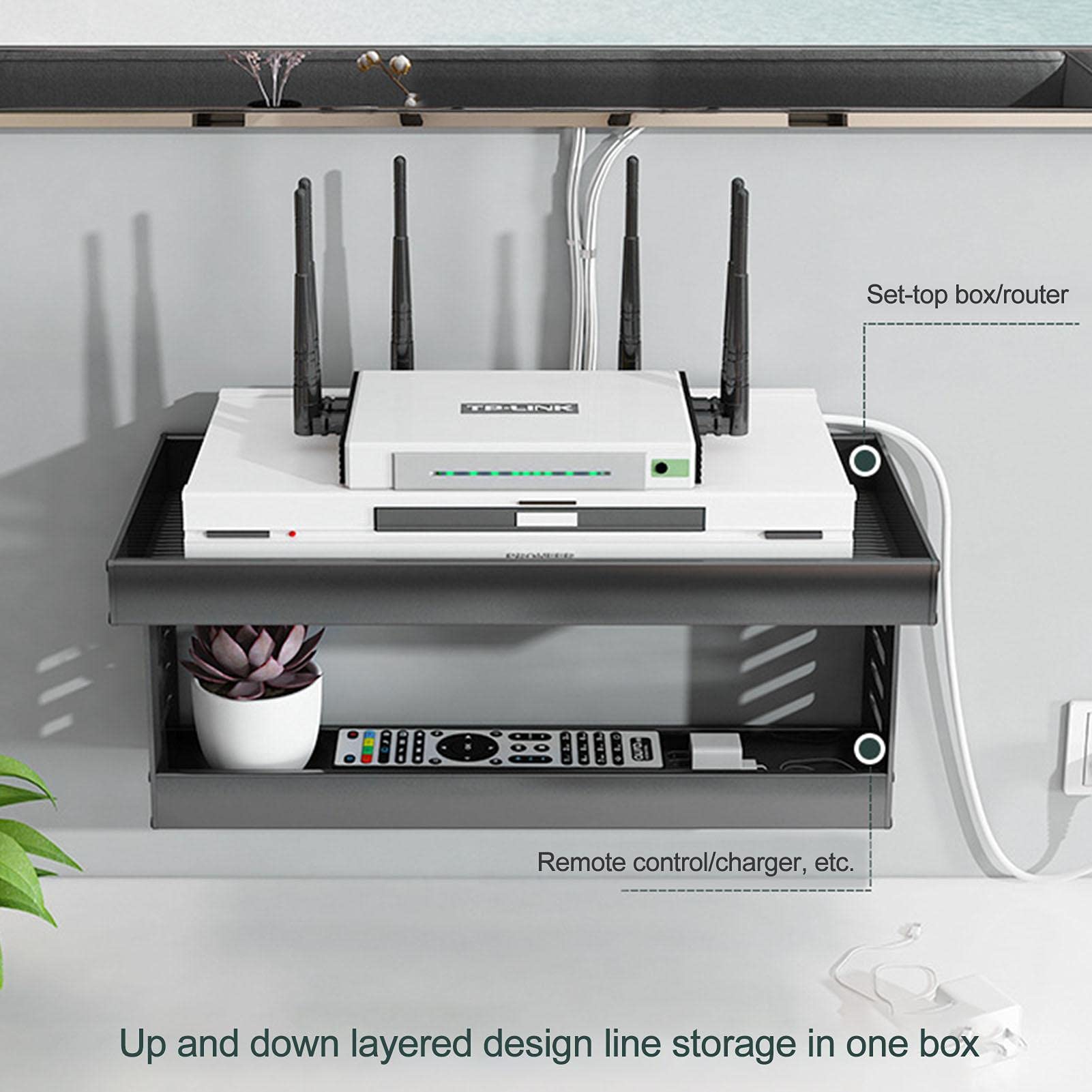 WiFi Router Aufbewahrungsbox Wandhalterung Kabel Organizer Wandbehänge TV