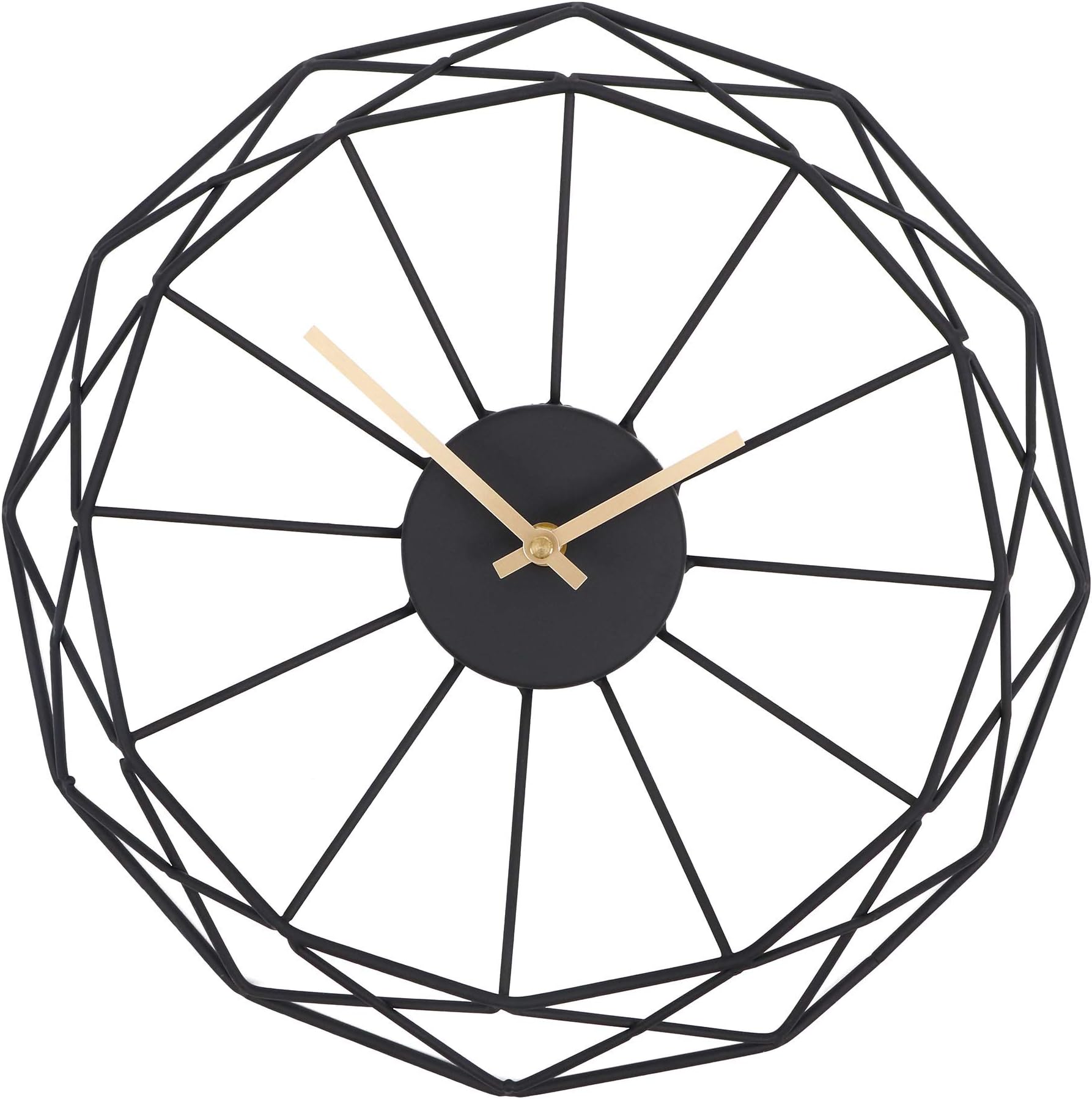 Moonsteps Modern Abstract Artsy 14 inches Black Iron Frame Gold Minute Hour Hand Wall Clock