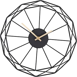 Moonsteps Modern Abstract Artsy 14 inches Black Iron Frame Gold Minute Hour Hand Wall Clock