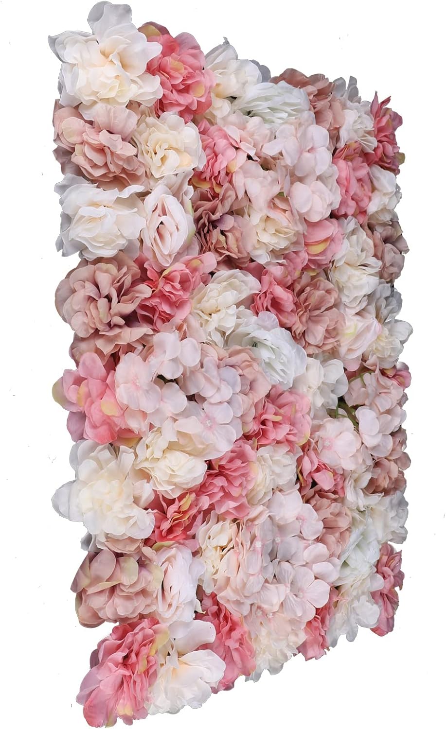 Artificial Silk Flower Panels 6pcs, 3D Silk Dahlias/Roses/Hydrangeas Floral Wall Panel Ideal for Wedding Celebrations, Festive Party Birthday Backdrops and Elegant Home, 16x24 Inch