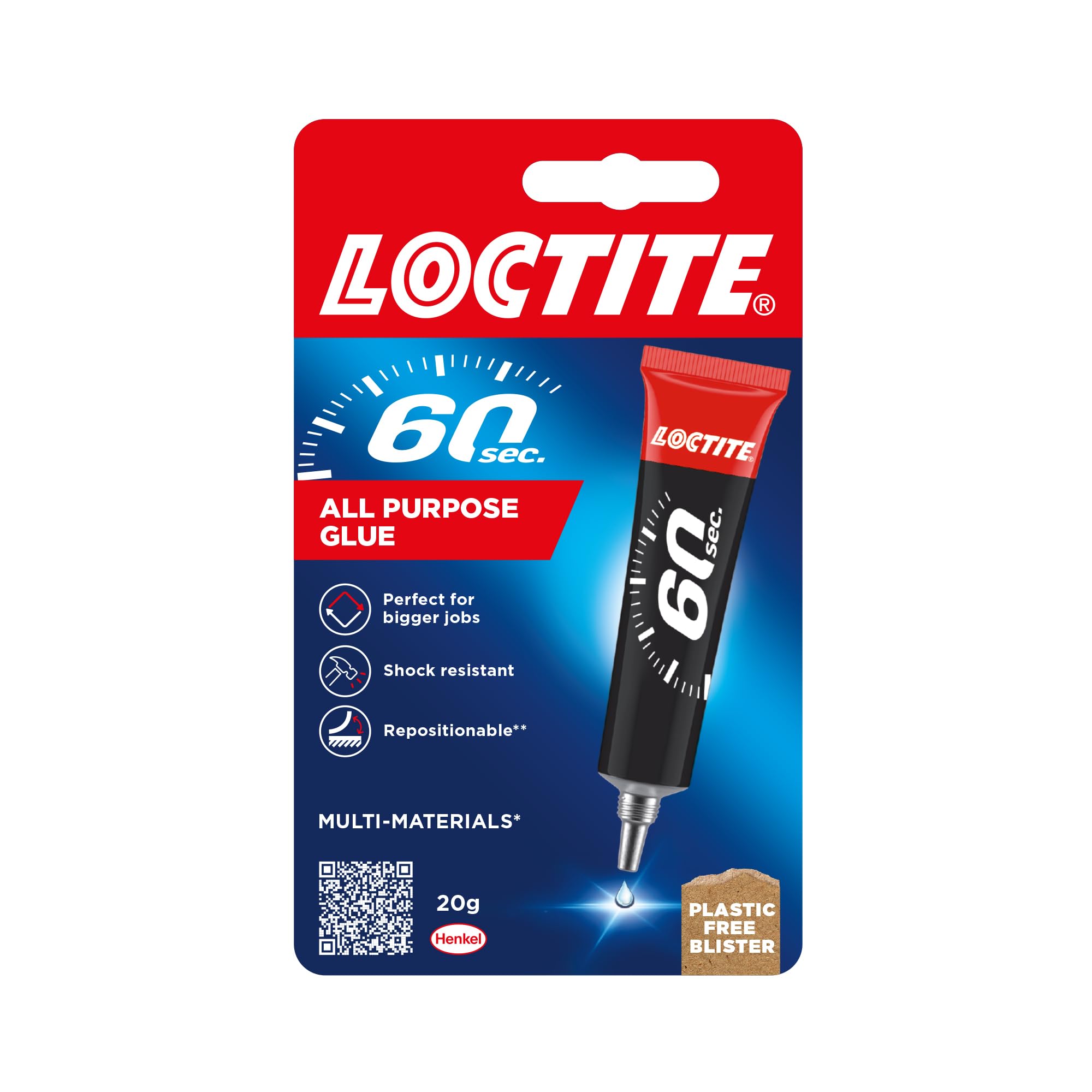 Loctite 60 Seconds All Purpose Glue x3 Tubes 20g Brand New
