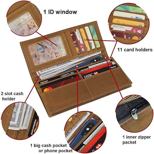 Miniatura 4 de awofer Cartera grabada para hombres, marido, papá, hijo, abuelo, cartera larga de cuero personalizada, regalos personalizados.