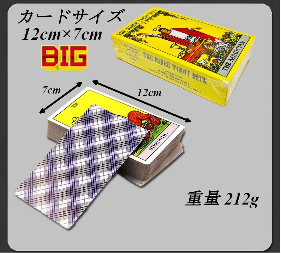 English Version Rider Edition Tarot Card Deck with Tarot Tablecloth & Pouch Included, Large Size 12cm×7cm (Rider Waite Tarot Deck)
