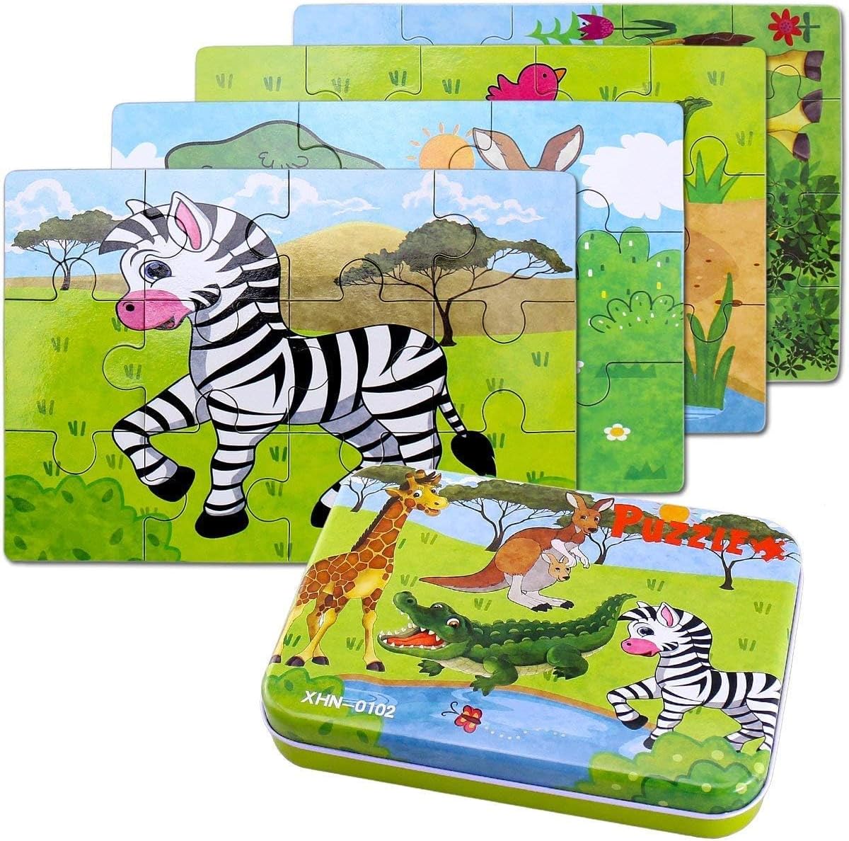 BBLIKE Water Colouring Doodle Drawing Board,On The Go Water Wow 16 Pictures and Magic Water Pen, Painting Puzzles Toy for Kids (Wild Animals)
