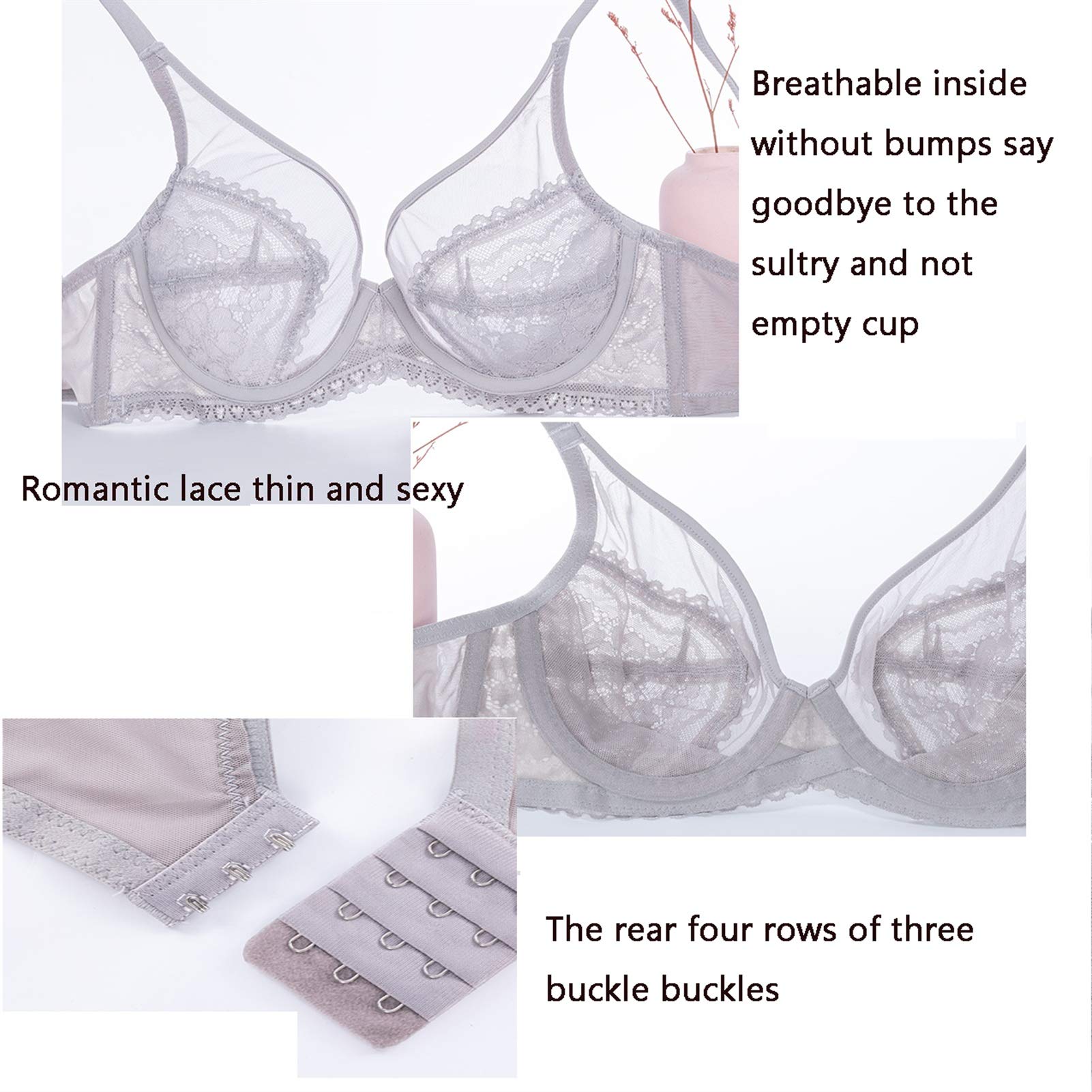 Brasier Minimizer para mujer, sin forro con aros, figura completa de encaje ultrafino, talla grande, cobertura completa sin acolchar