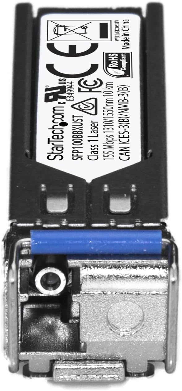 StarTech.com MSA Uncoded SFP Module - 100BASE-BX - 100Mb Ethernet BiDi Fiber Single Strand SFP Transceiver - LC 10km - MSA Compliant (SFP100BBXUST)
