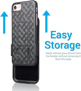 iPhone 7 Case, Aduro Combo Shell & Holster - Super Slim Shell with Built-in Kickstand, Swivel Belt Clip Holster for Apple iPhone 7 (Black)