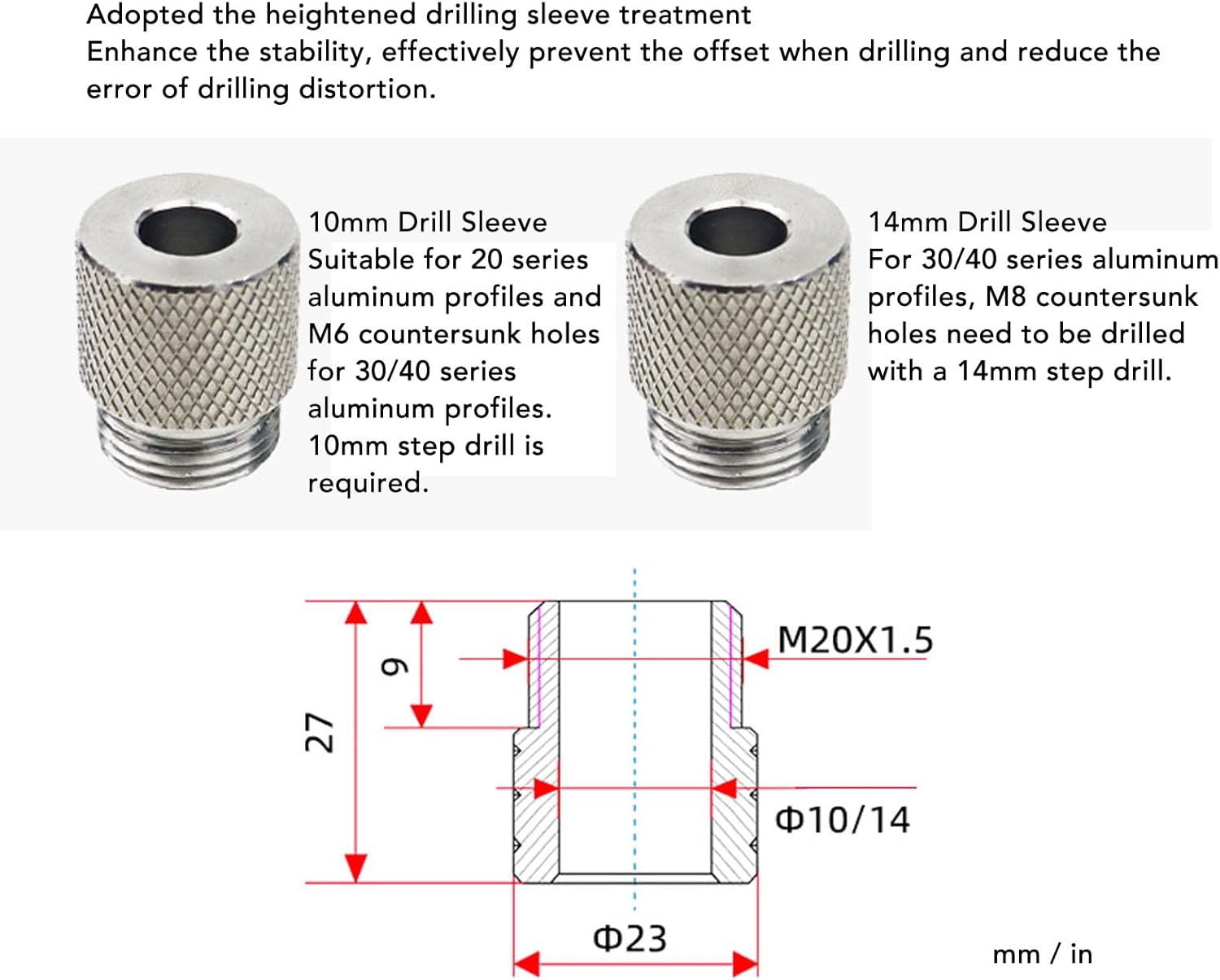 Hole Drill Jig Kit Handheld Aluminum Profile Fixture Positioning Punching Set with M6 M8 Stepped Bit